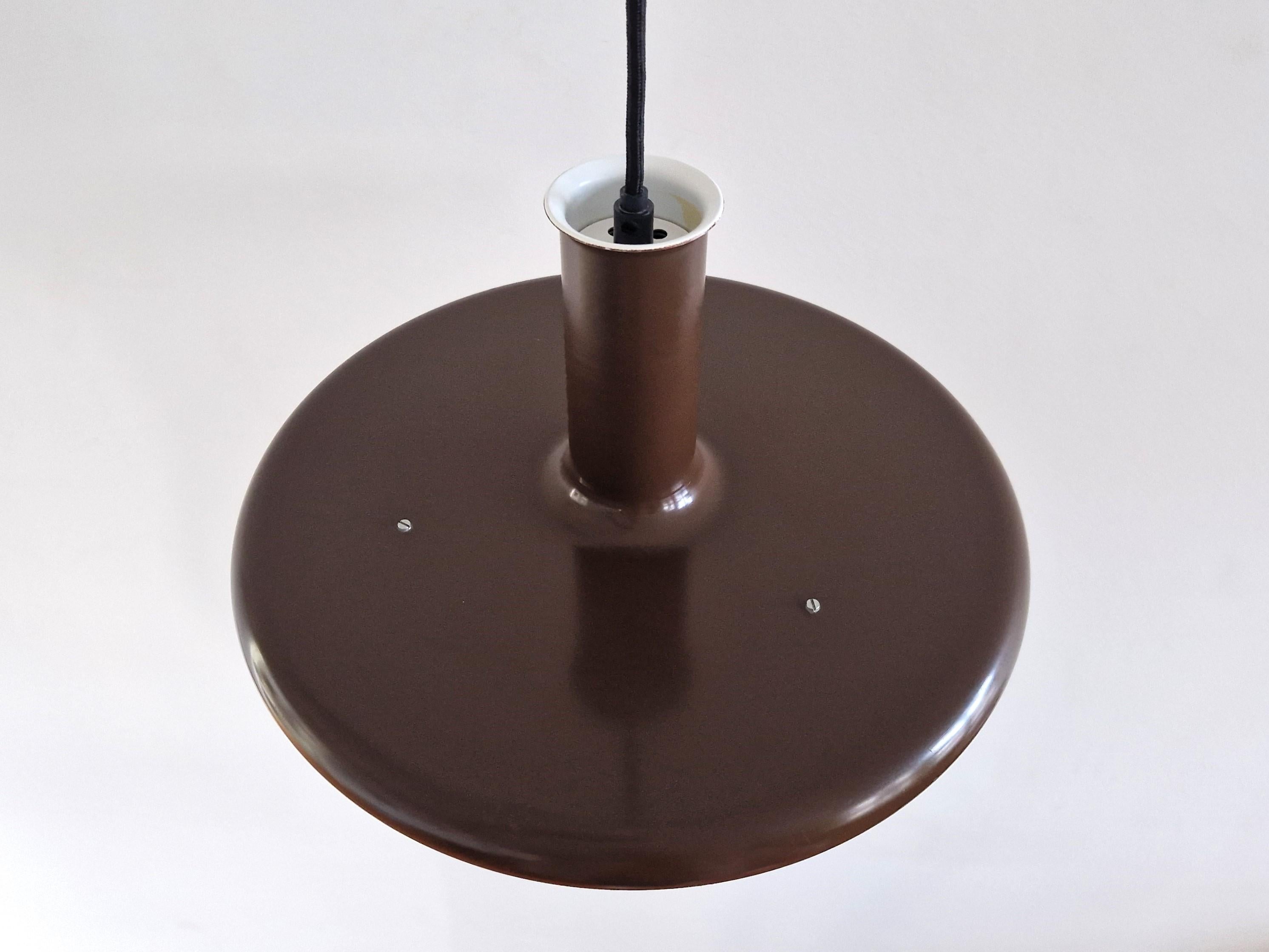 Mid-Century Modern Dark brown Optima pendant lamp by Hans Due for Fog & Mørup, Denmark 1970s For Sale