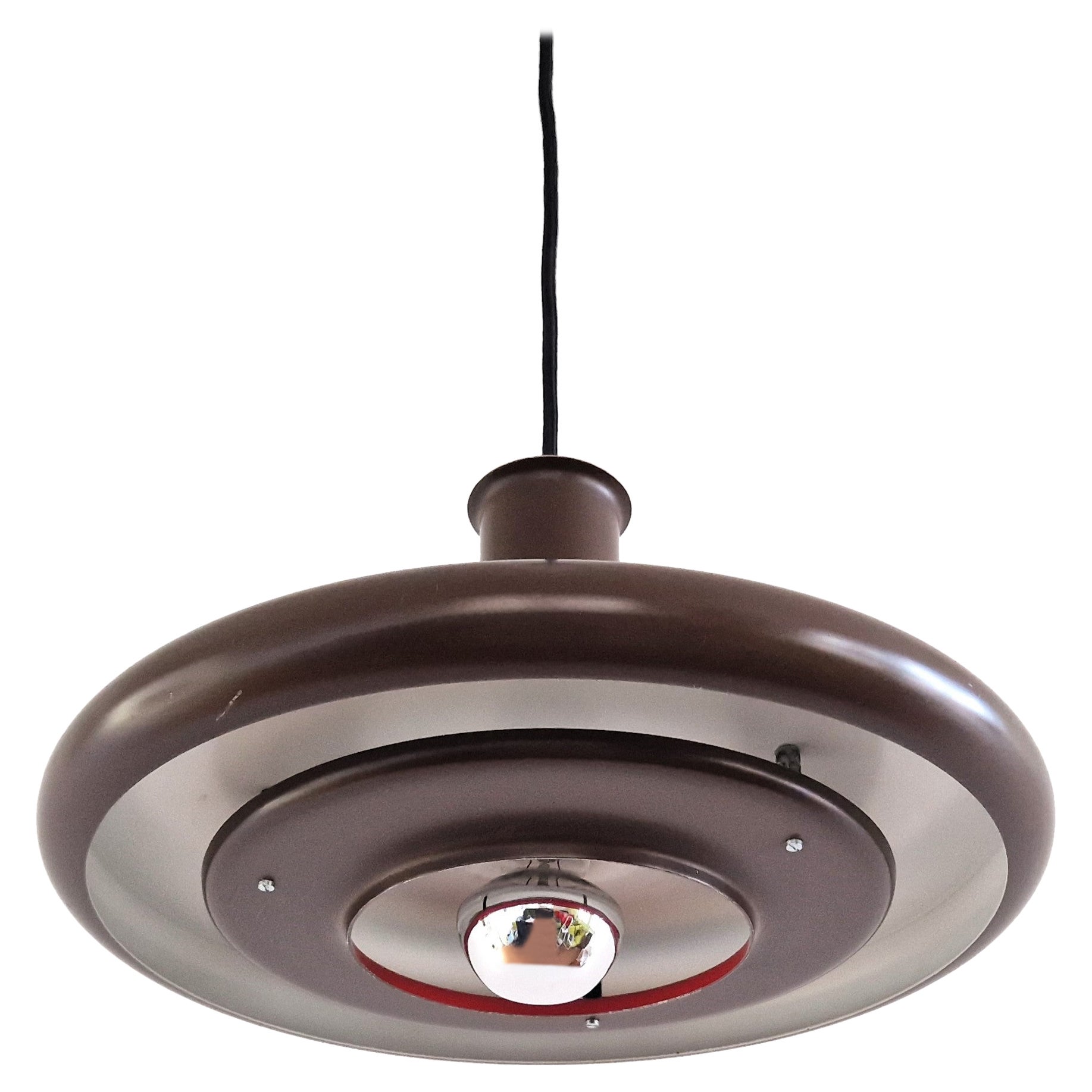 Dark brown Optima pendant lamp by Hans Due for Fog & Mørup, Denmark 1970s