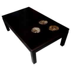 Dark Brown Resin Table with Petrified Wood Inclusions, Belgium, 1970