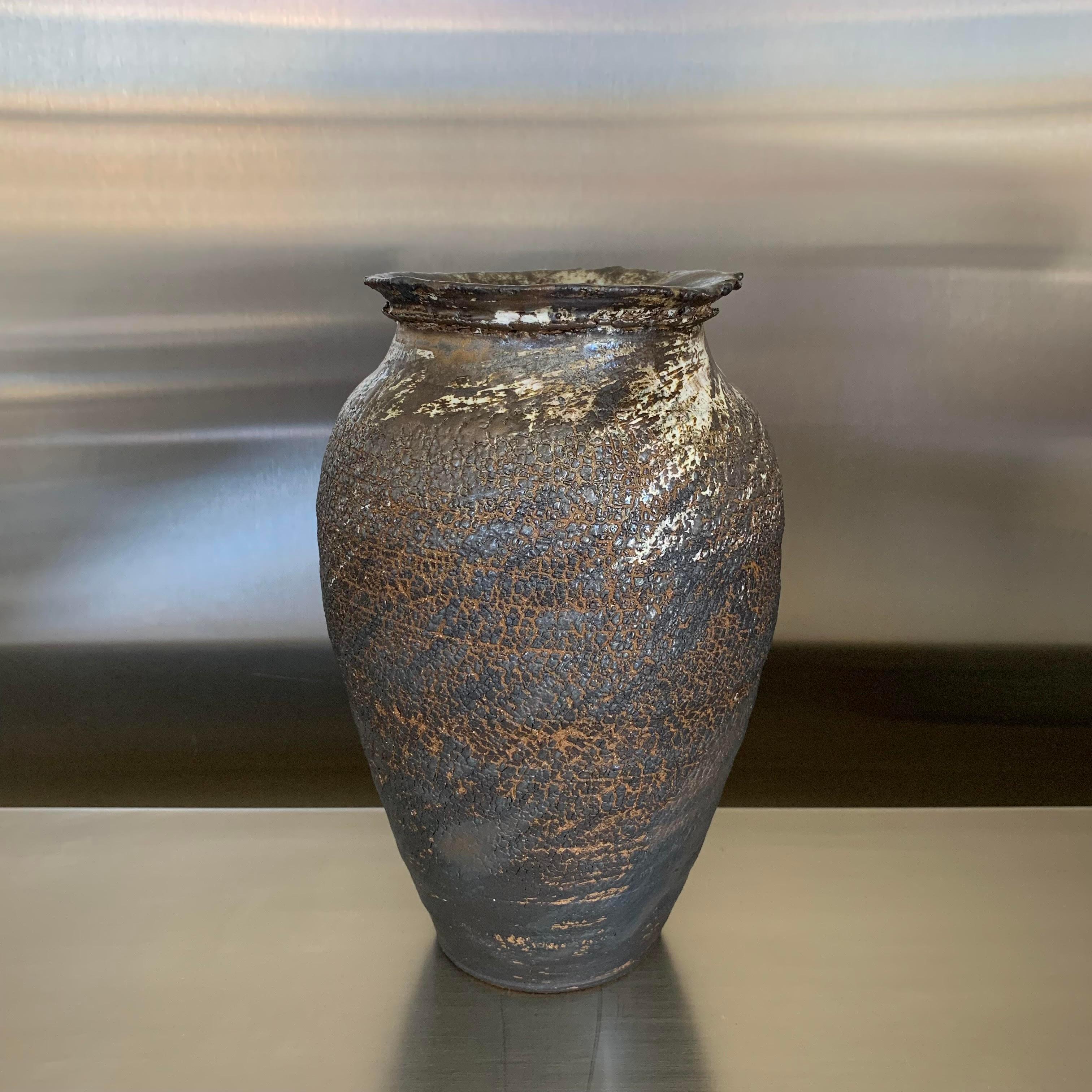 Dark Brown Stoneware Vase by Ceramic Artist Peter Speliopoulos, U.S.A. In New Condition In New York, NY