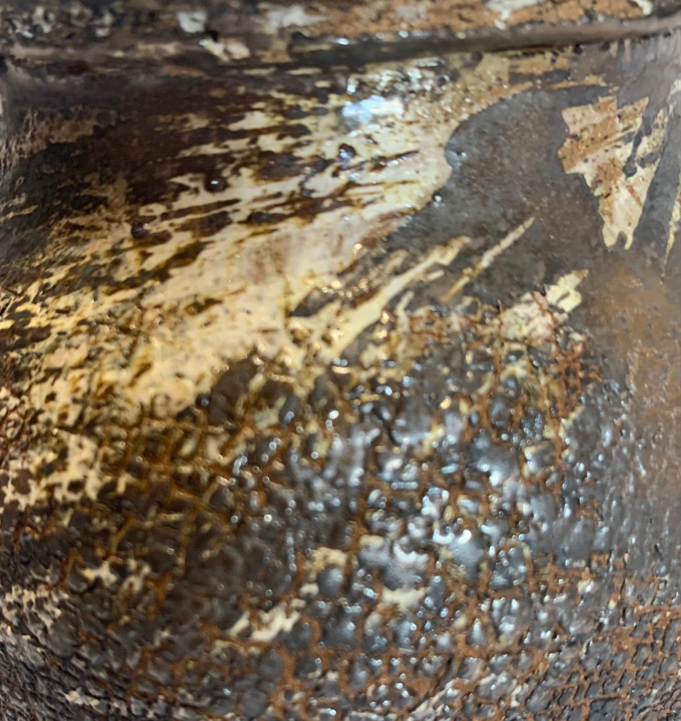 Contemporary Dark Brown Stoneware Vase by Ceramic Artist Peter Speliopoulos, U.S.A.