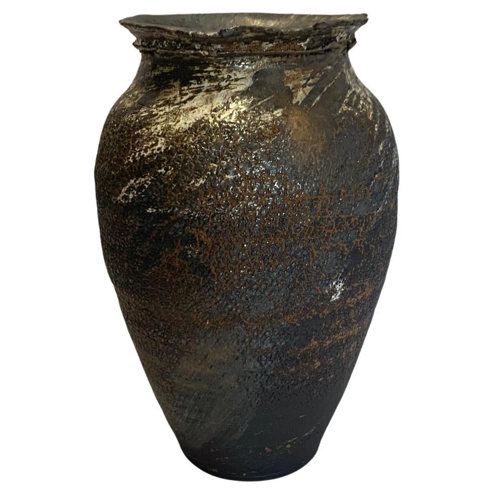 Dark Brown Stoneware Vase by Ceramic Artist Peter Speliopoulos, U.S.A.