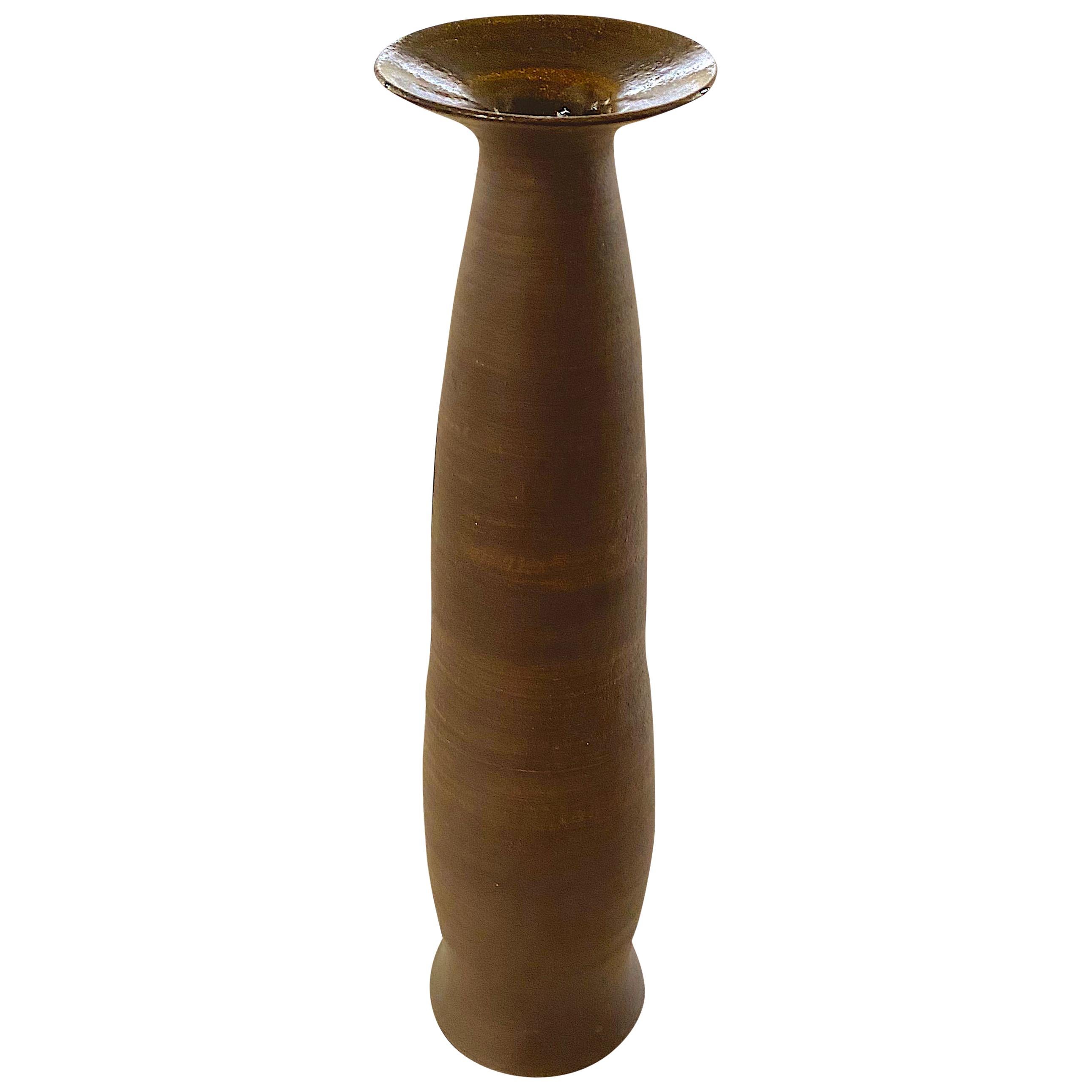 Dark Brown Stoneware Vase by Ceramicist Sandi Fellman, USA, Contemporary
