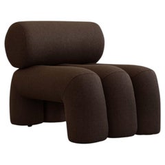Lounge-Sessel aus dunkelbraunem, strukturiertem Stoff, inspiriert von japanischen Zen-Gärten