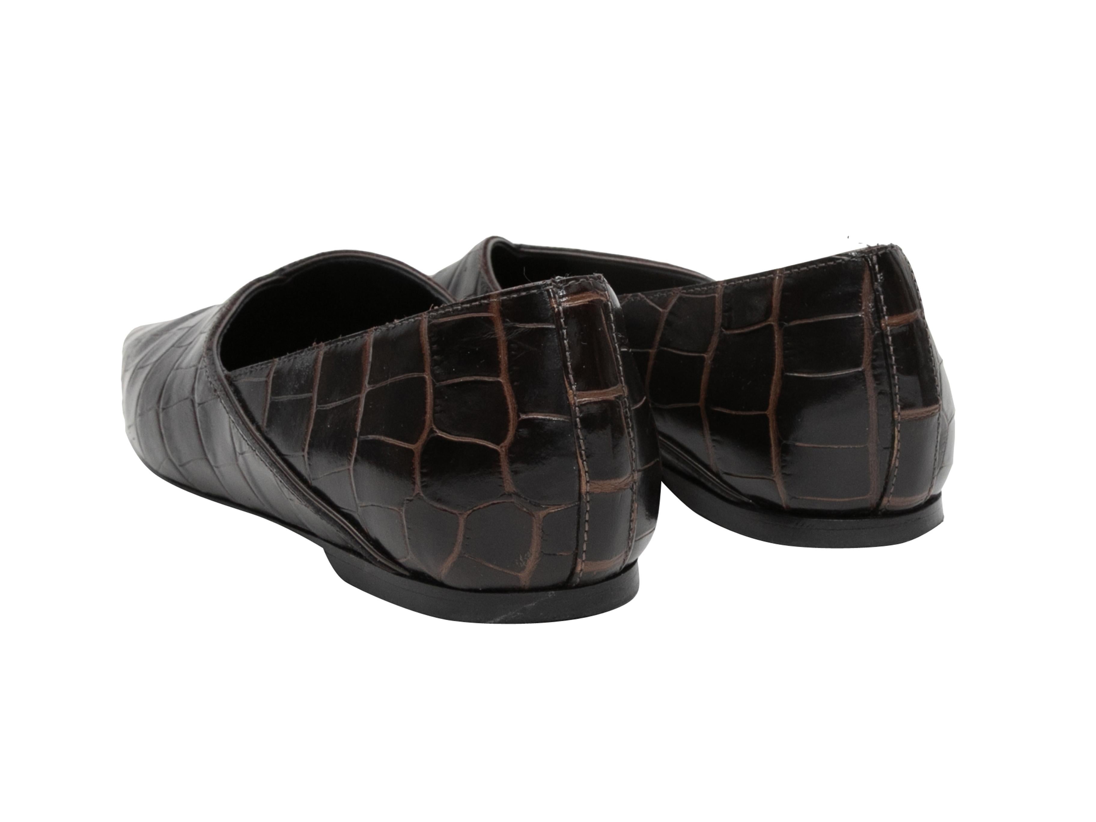 Dunkelbraune TOTEM Everyday Flats mit Quadratfuß-Prägung Größe 38 im Zustand „Gut“ im Angebot in New York, NY