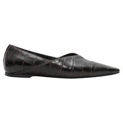 Dark Brown Toteme Everyday Embossed Square-Toe Flats Size 38