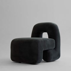 Dark Brown Velvet Lounge Chair, Inspired by Modular Architecture