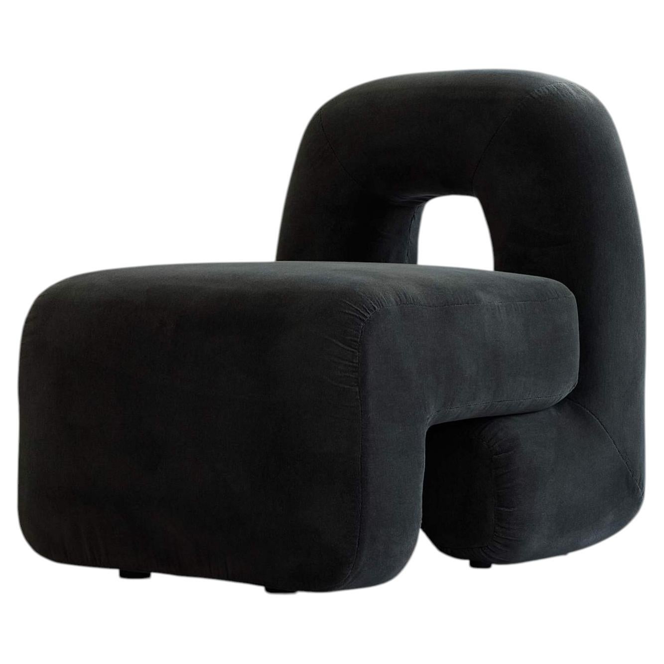 Dark Brown Velvet Lounge Chair, Inspired by Modular Architecture For Sale