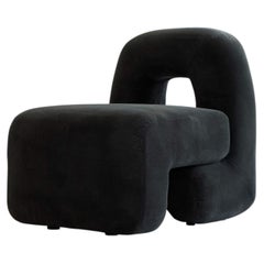 Dark Brown Velvet Lounge Chair, Inspired by Modular Architecture