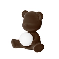 Dark Brown Velvet Teddy Bear Lamp with LED by Stefano Giovannoni, Made in Italy