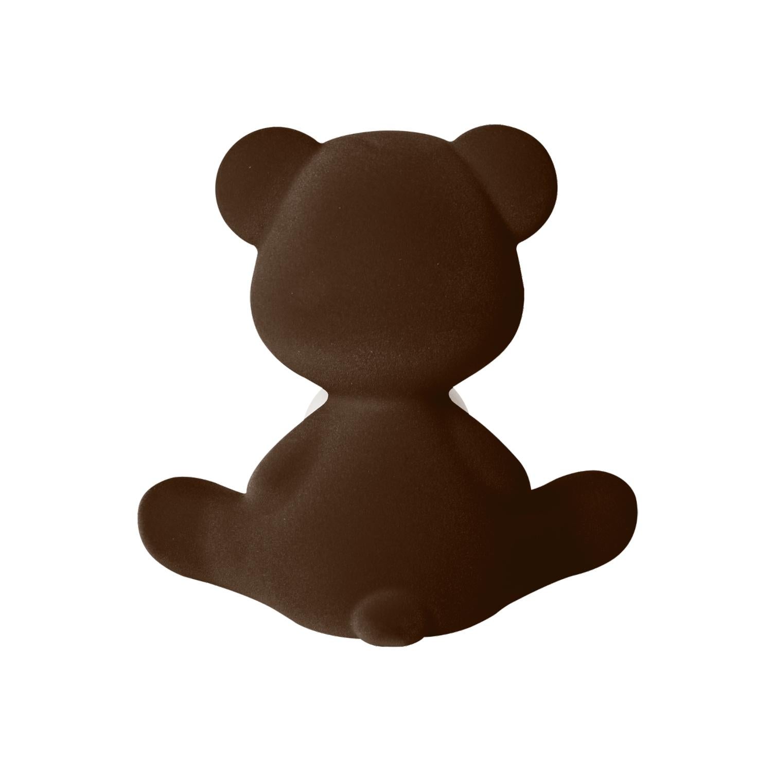 Dark Brown Velvet Teddy Bear Lamp with LED by Stefano Giovannoni, Made in Italy In New Condition For Sale In Beverly Hills, CA