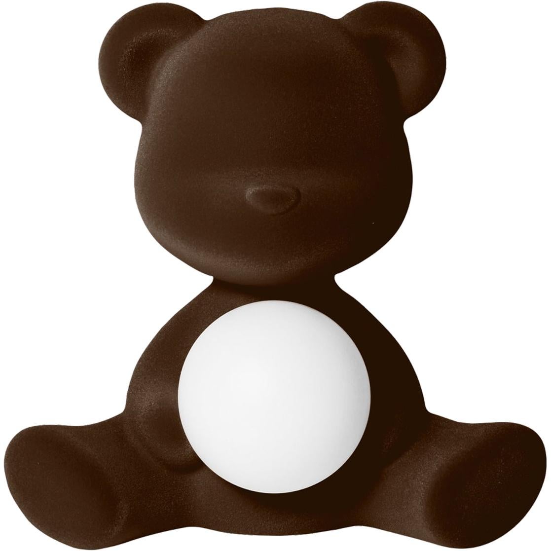 Dark Brown Velvet Teddy Bear Lamp with LED by Stefano Giovannoni, Made in Italy