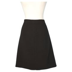 Jupe en laine marron foncé CHANEL