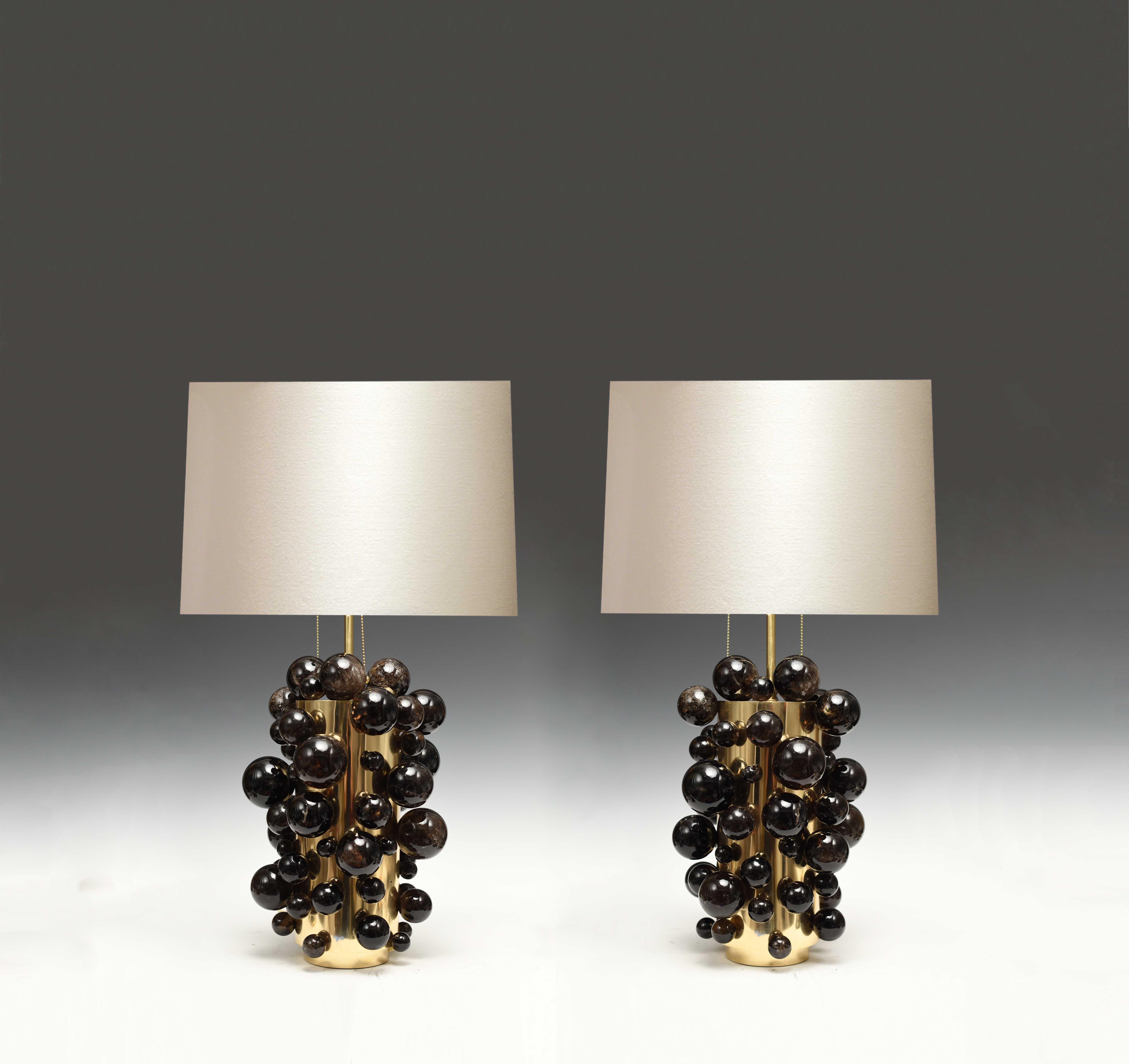 Smoky Bubble Rock Crystal Lamps by Phoenix In Excellent Condition In New York, NY