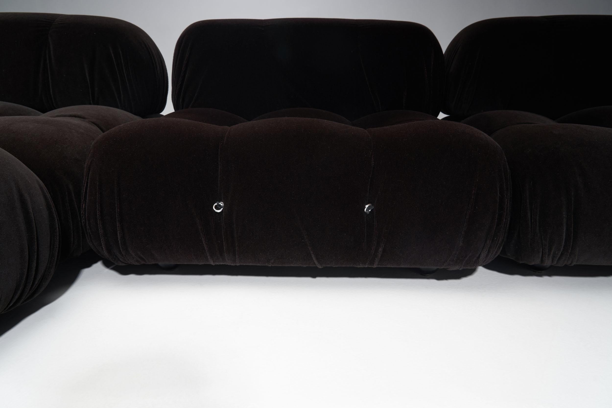 Dark “Camaleonda” Modular Sofa in 4 Segments by Mario Bellini for B&B, Italy 197 3
