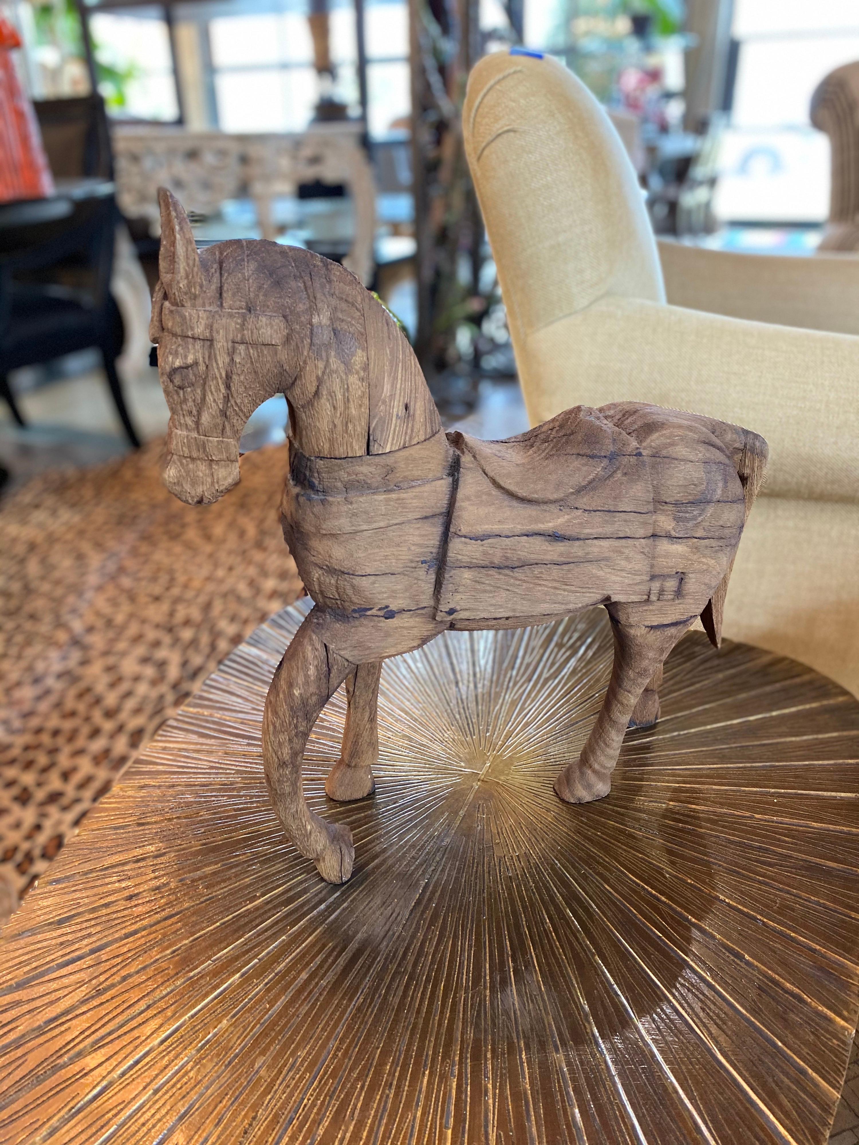 Dark Carved Wood Horse 1
