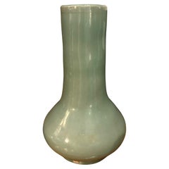 Dark Celadon Thick Funnel Neck Vase, China, Contemporary