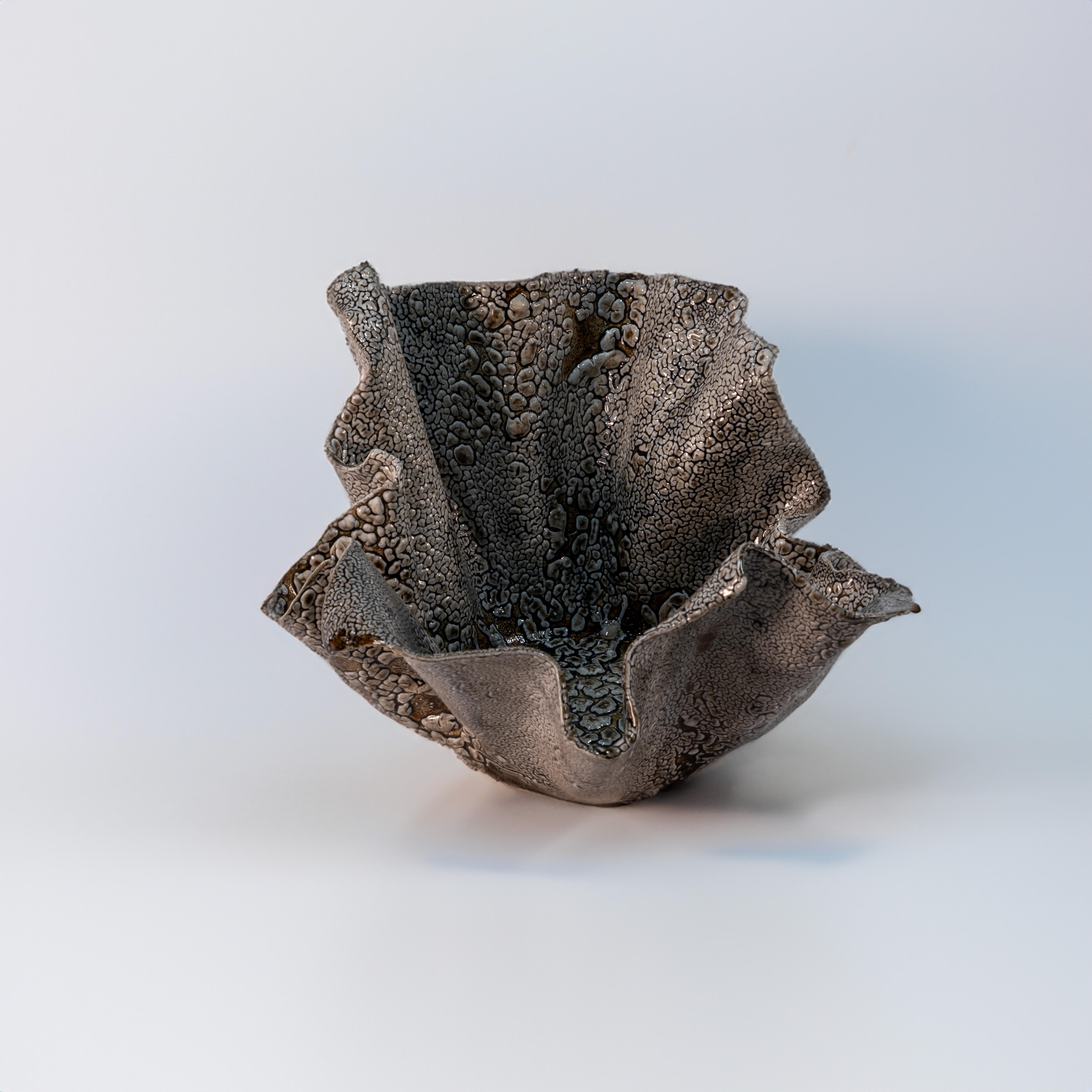 Glazed Dark Ceramic Vessel by Alex Muradian For Sale