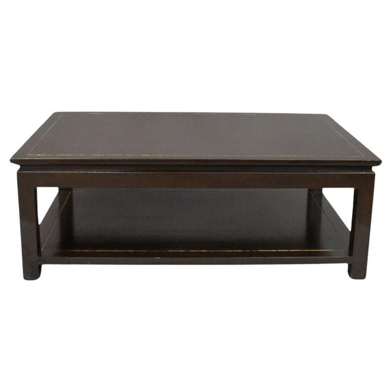 Dark Chocolate Two Tier Coffee Table With Gilt Detail For Sale