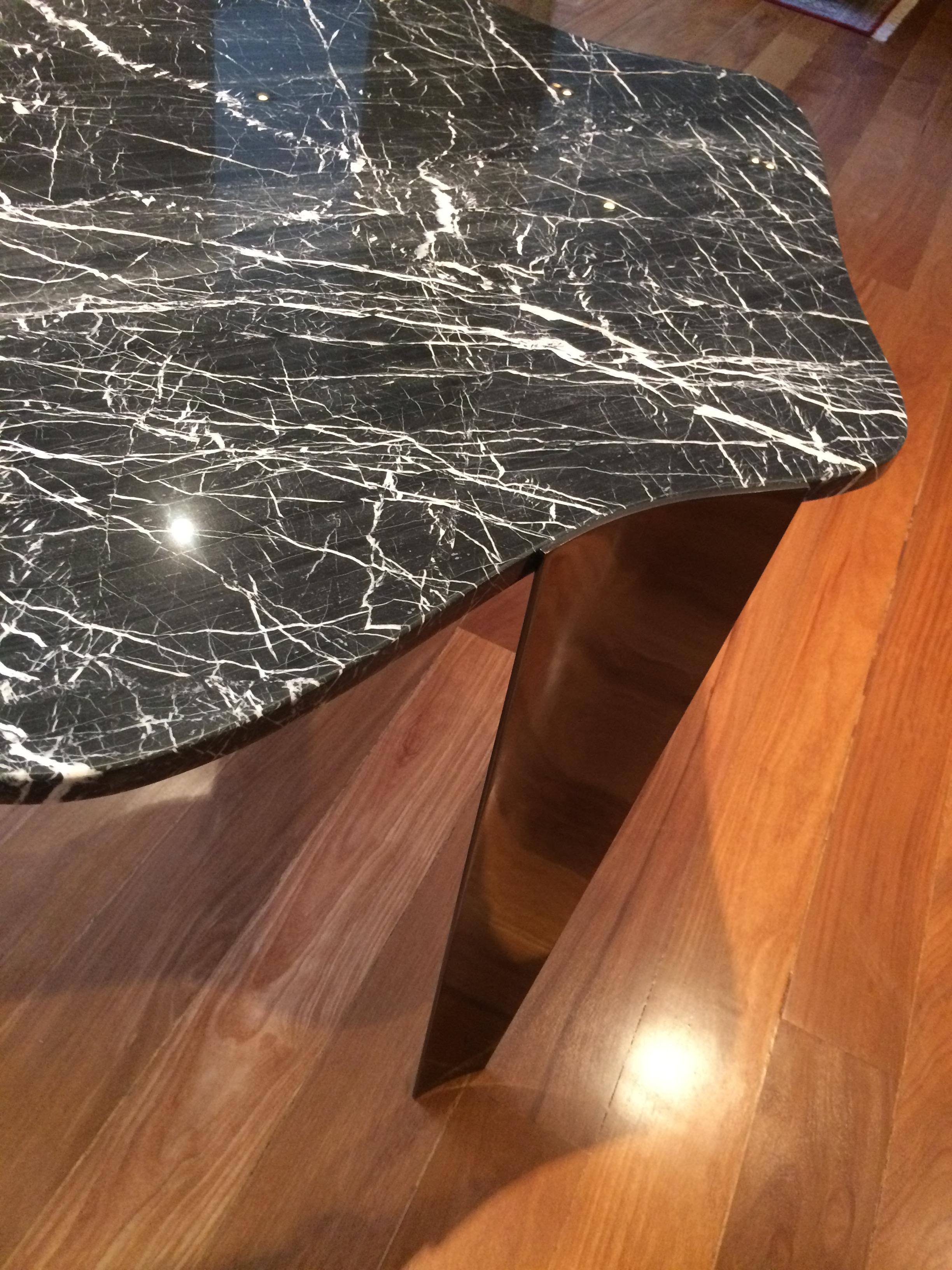 Modern 'Dark Cloud' Centre in Black Italian Nero Marquina Marble by Element&Co For Sale