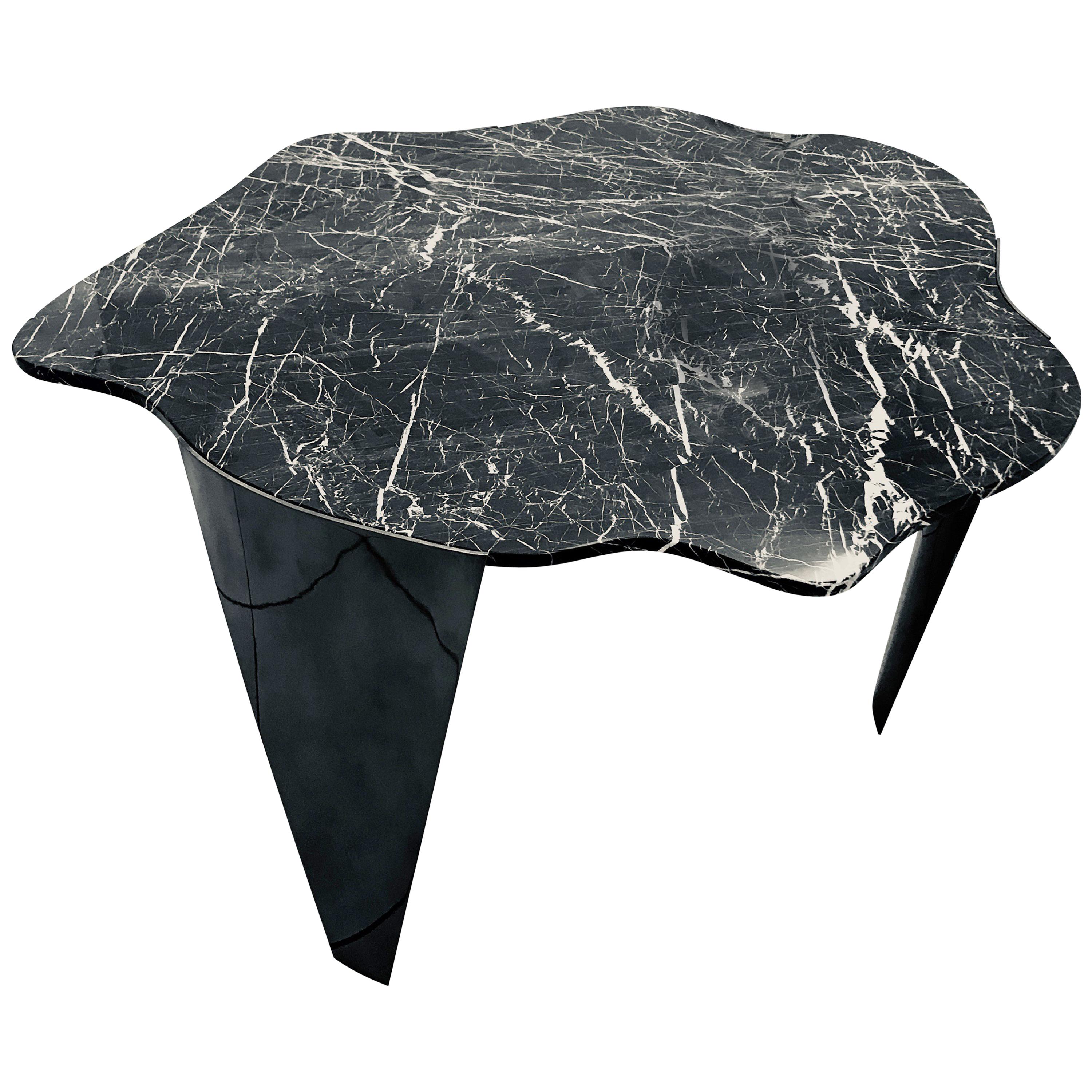 'Dark Cloud' Centre in Black Italian Nero Marquina Marble by Element&Co For Sale