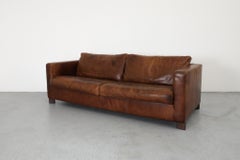 Dunkel Cognacfarbener Loveseat aus Leder von Molinari