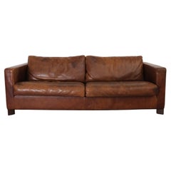 Dark Cognac Leather Loveseat by Molinari