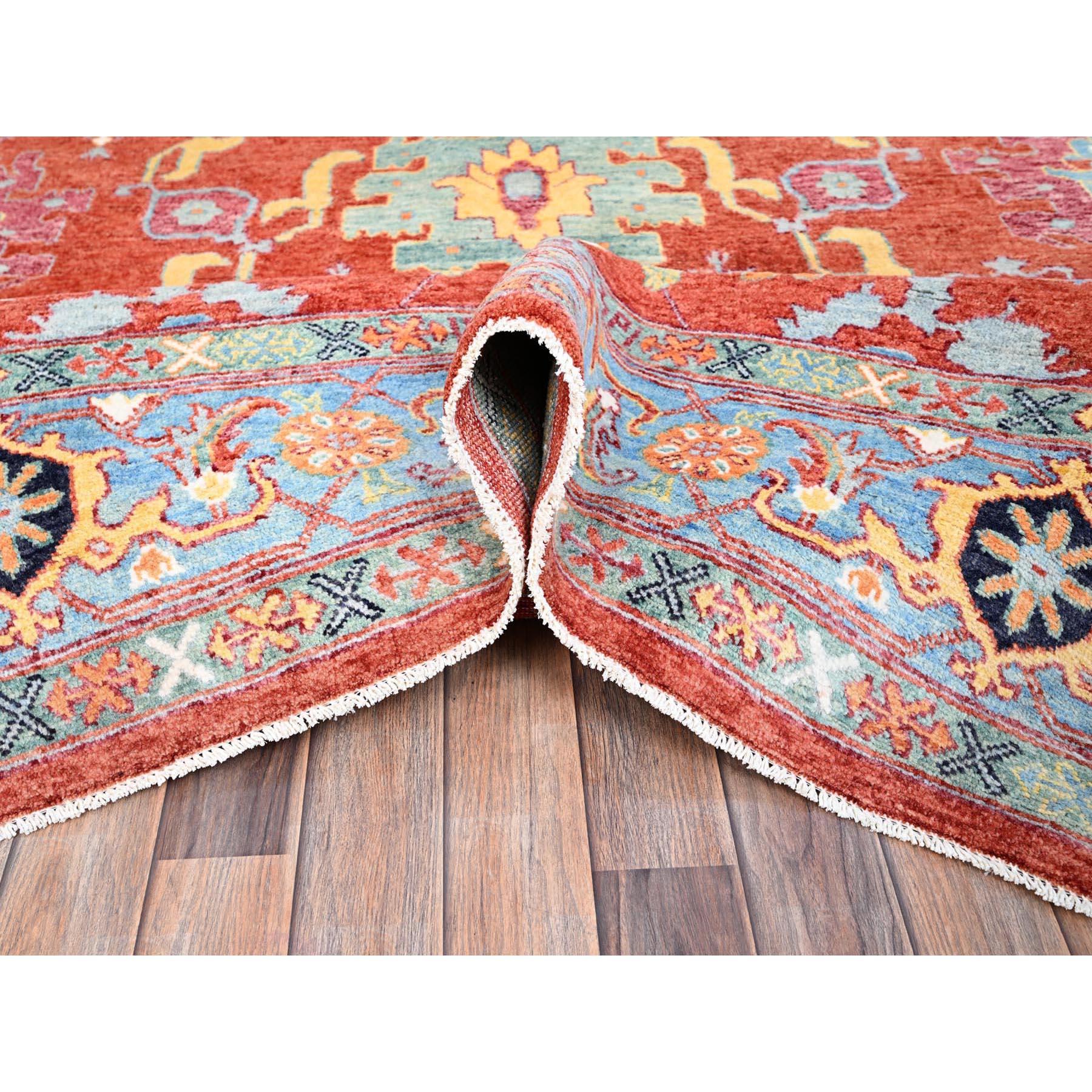 Tappeto orientale Peshawar Serapi Heriz in lana arancione corallo scuro 9'10