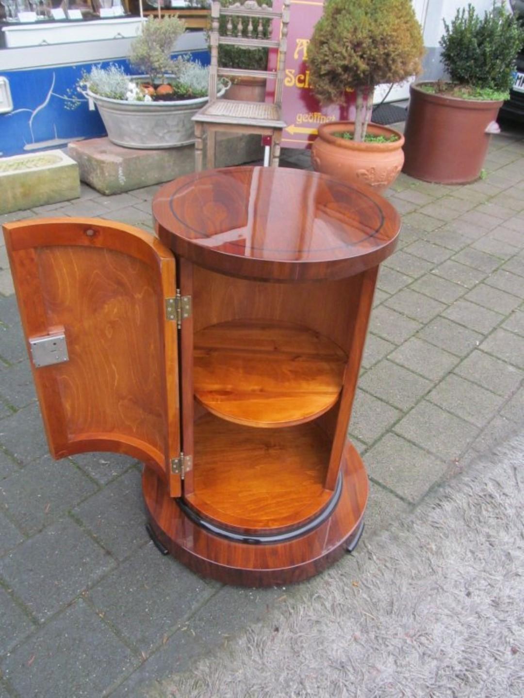 Dark Drum Cabinet in the Biedermeier Style in Walnut 1