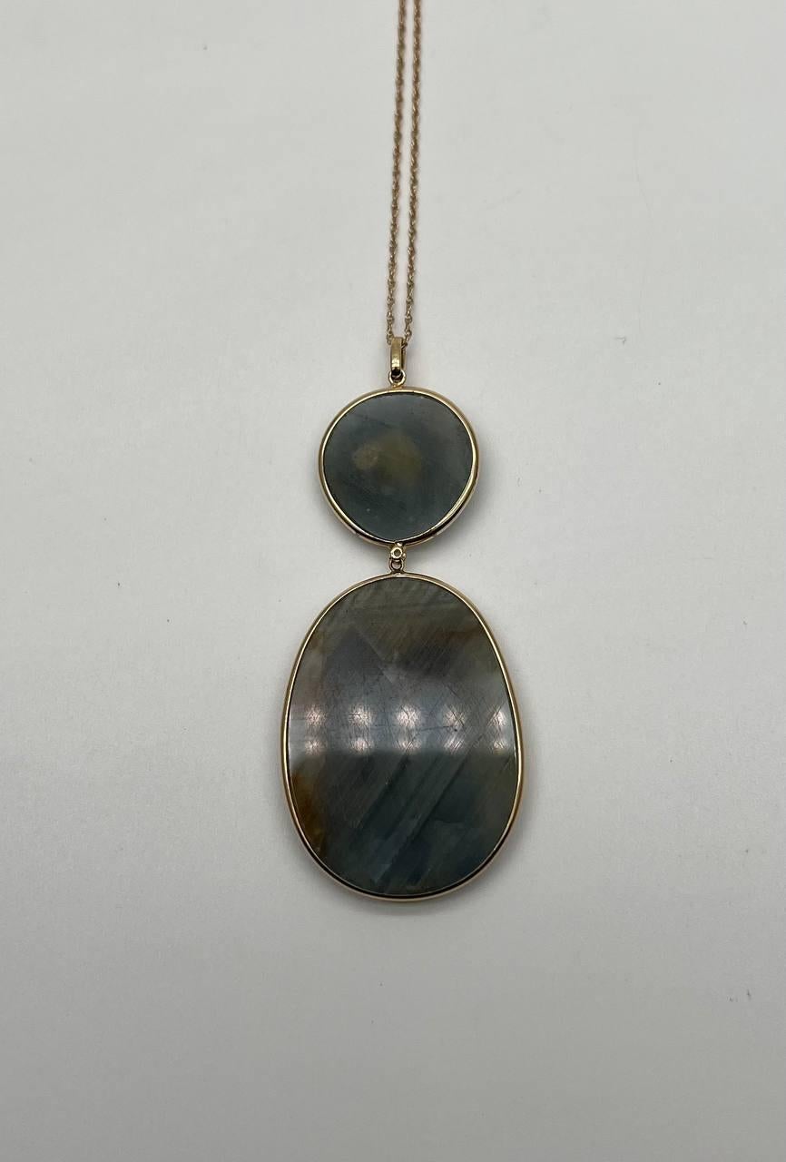 Round Cut Dark Earthy Green Labradorite Diamonds Halo 14K Gold Statement Earrings For Sale