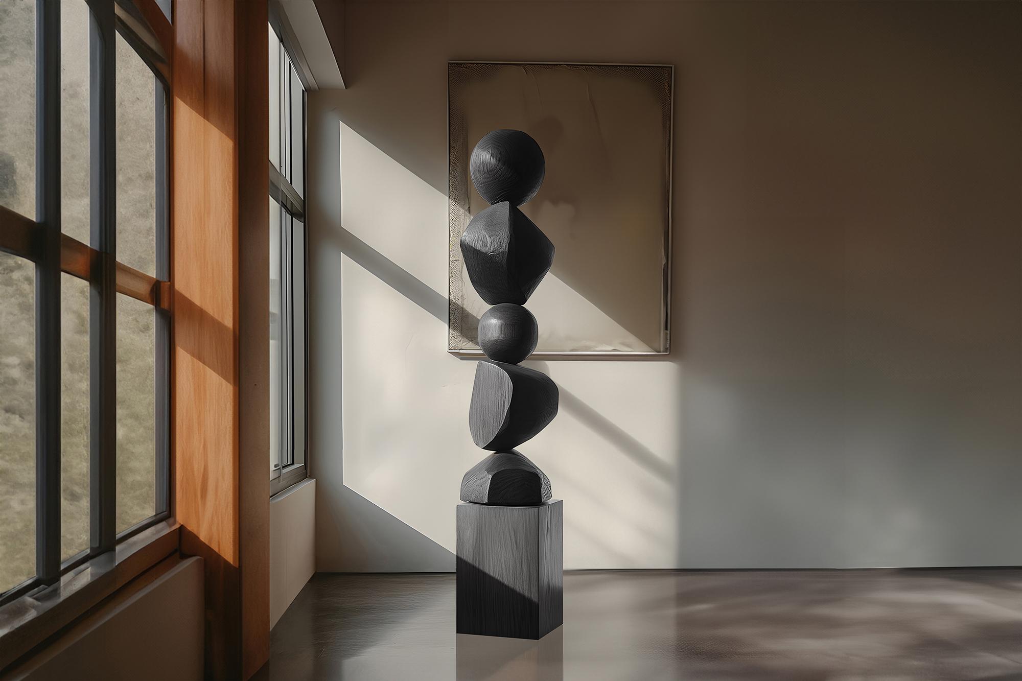 Brutalist Dark Elegance, Biomorphic Black Solid Wood Crafted by NONO, Still Stand No93 For Sale