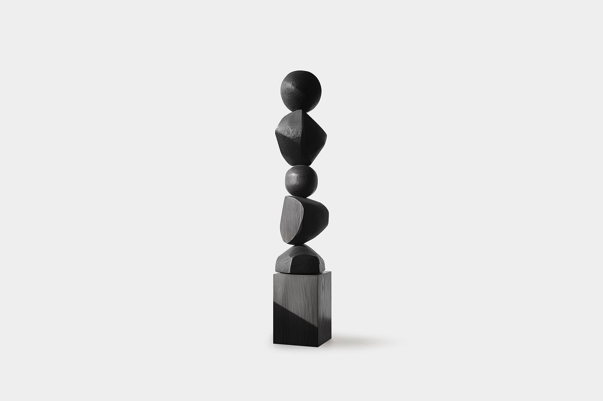 Hand-Crafted Dark Elegance, Biomorphic Black Solid Wood Crafted by NONO, Still Stand No93 For Sale