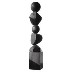 Dark Elegance, Biomorphic Black Solid Wood Crafted by NONO, Still Stand No93