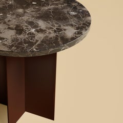 Dark Emperador Marble and Metal Side Table, Made in Italy