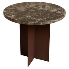 Dark Emperador Marble and Metal Side Table, Made in Italy