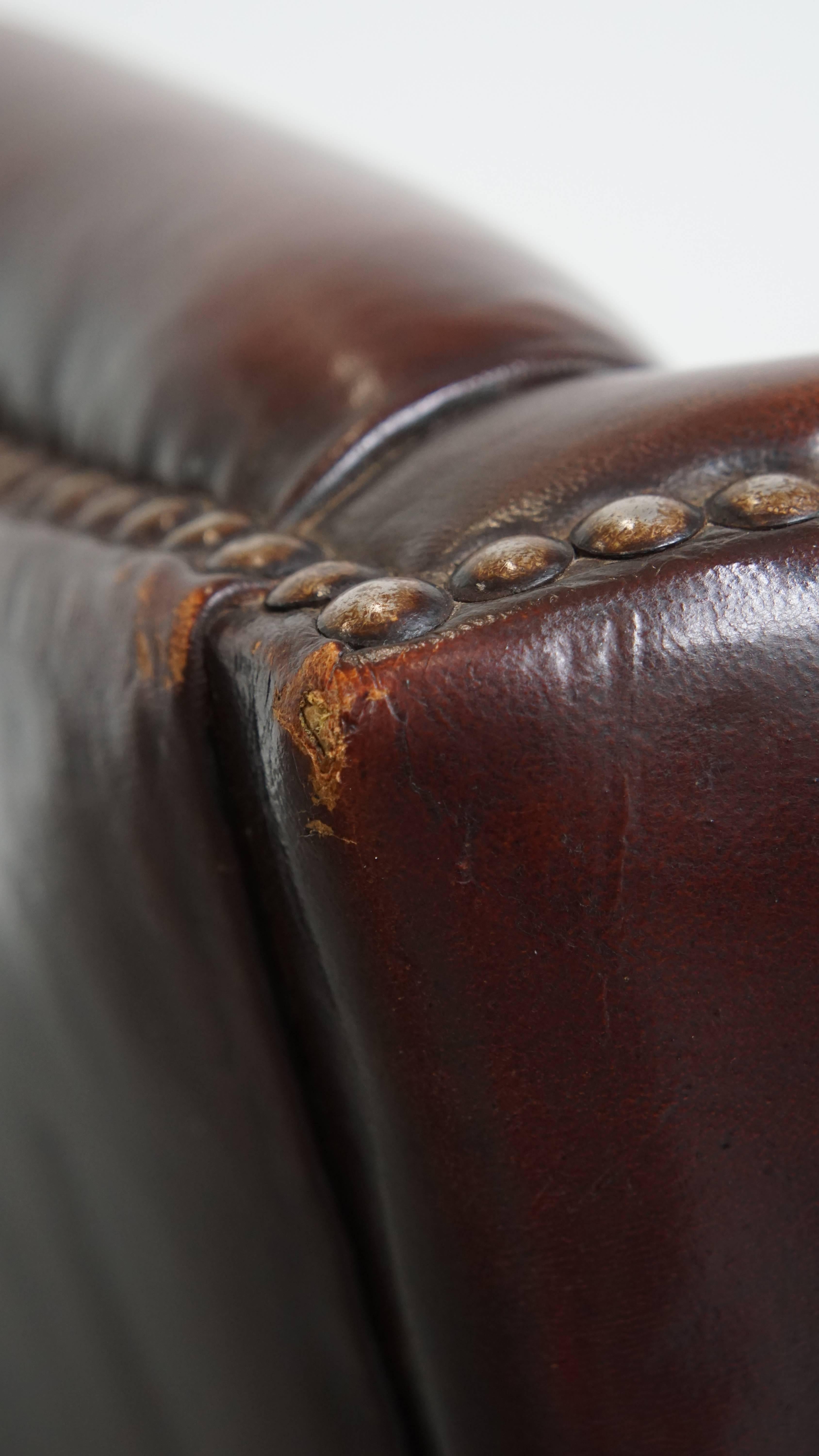 Sedia Wingback in pelle di pecora scura in stile inglese in vendita 6