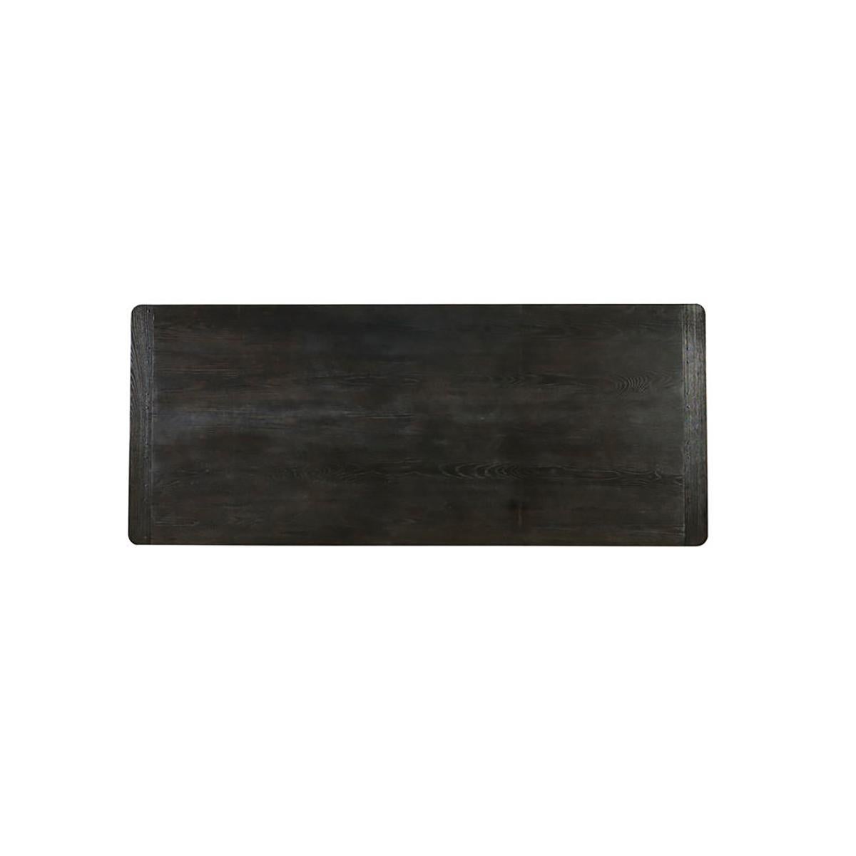 Dark European Ash Trestle End Dining Table For Sale 3