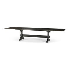 Dark European Ash Trestle End Dining Table