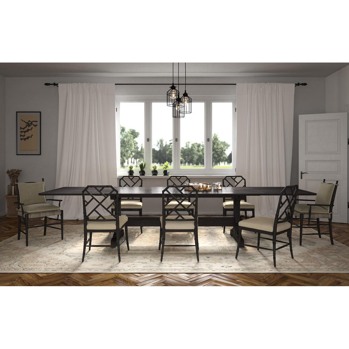 Dark European Ash Trestle End Dining Table For Sale 1