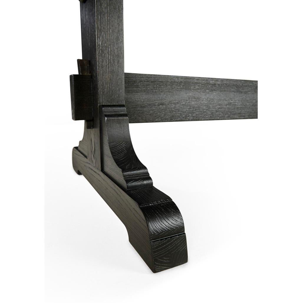 Dark European Ash Trestle End Dining Table For Sale 2