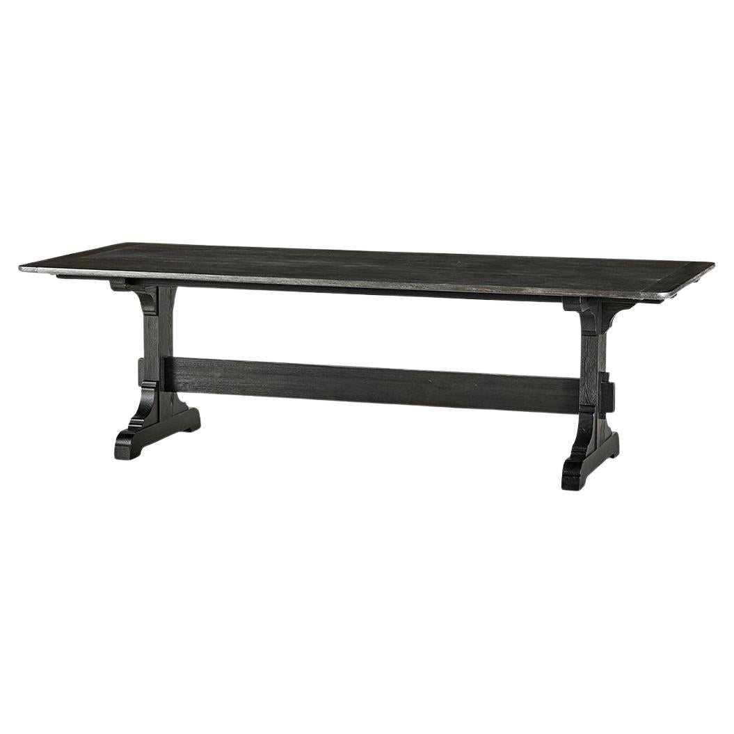 Dark European Ash Trestle End Dining Table im Angebot