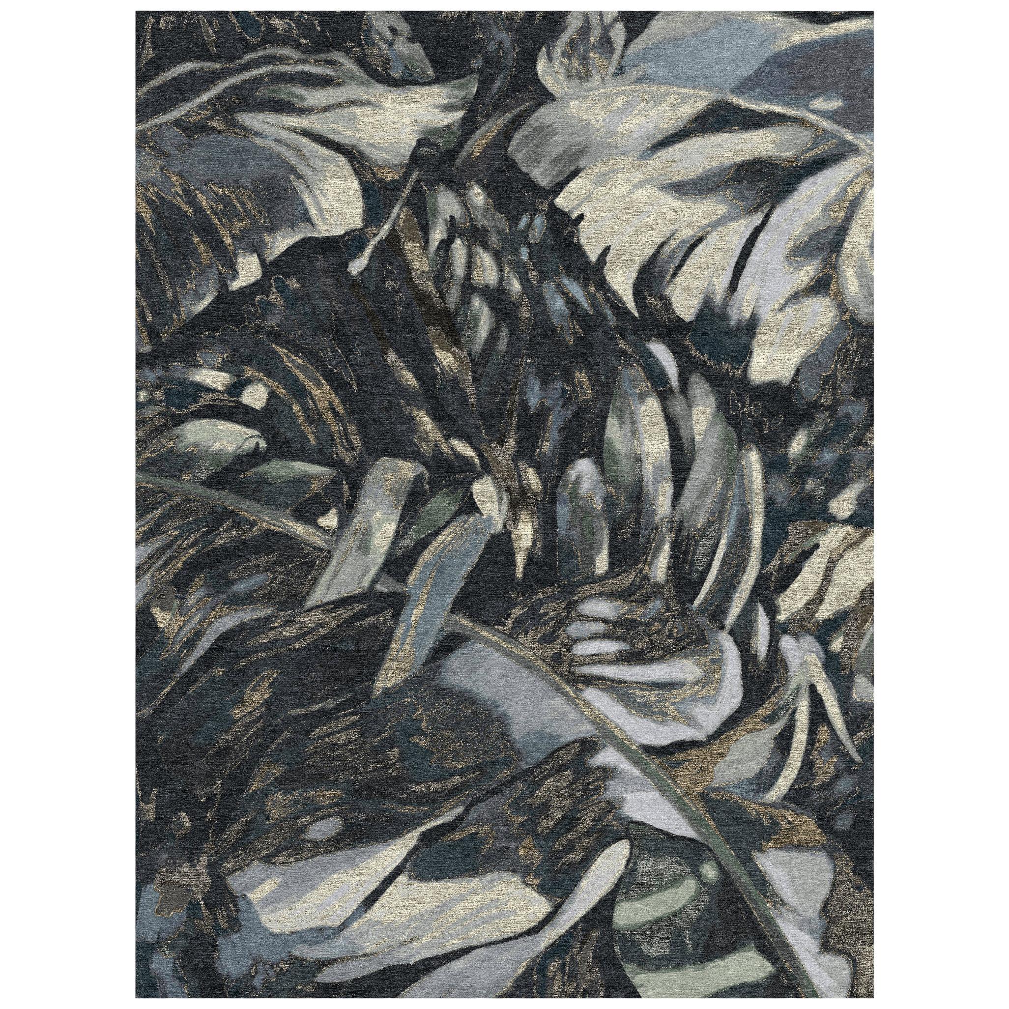 Dark Forest - Living Room Hand Knotted Wool Bamboo Silk Rug