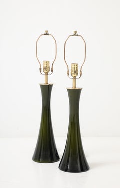 Dark Forrest Green Glass Lamps by Holmegaard