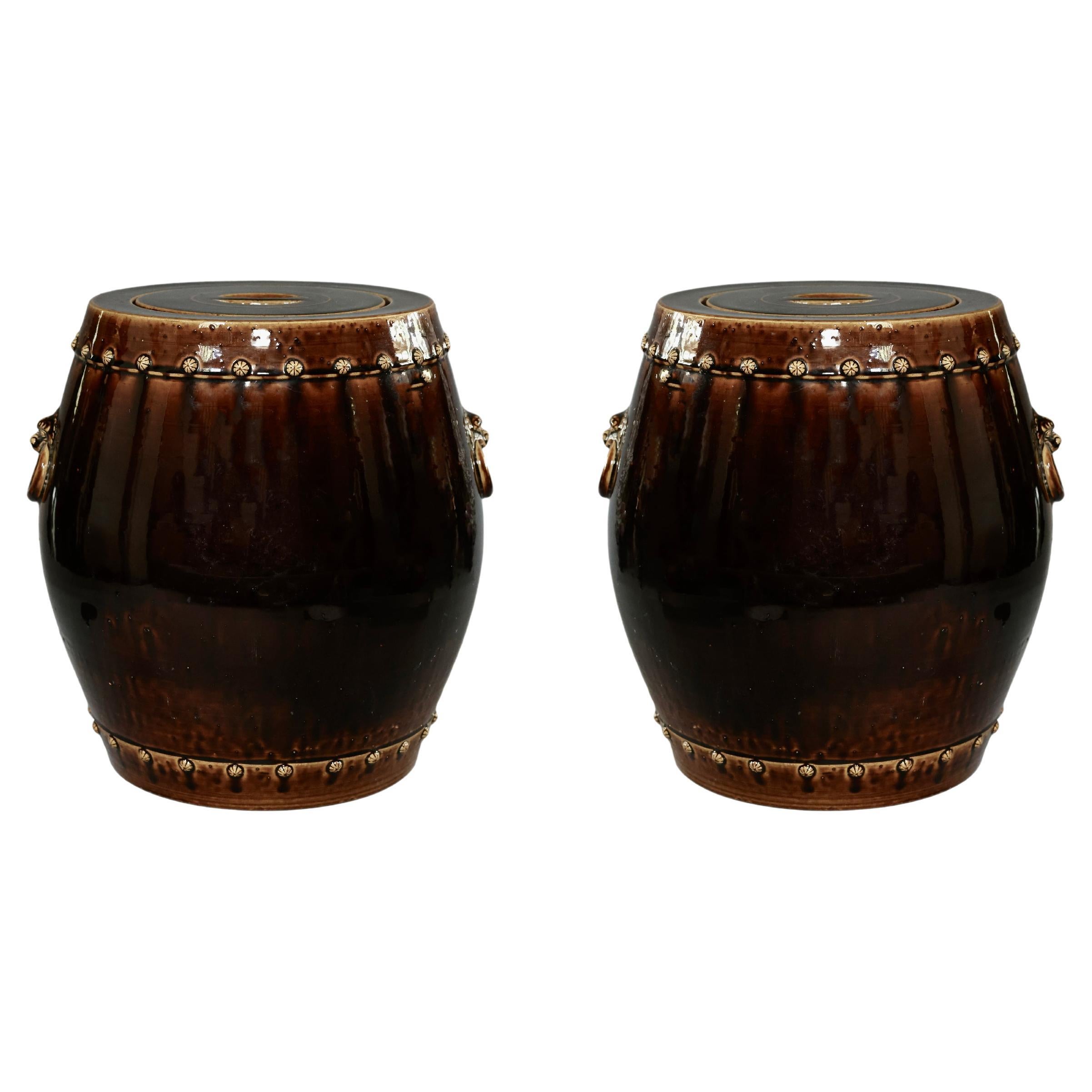 Dark Glazed Ceramic Stools