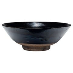 Antique Dark Glazed Chinese Rice Bowl, c. 1850