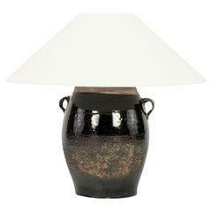 Dark Glazed Earthenware Table Lamp