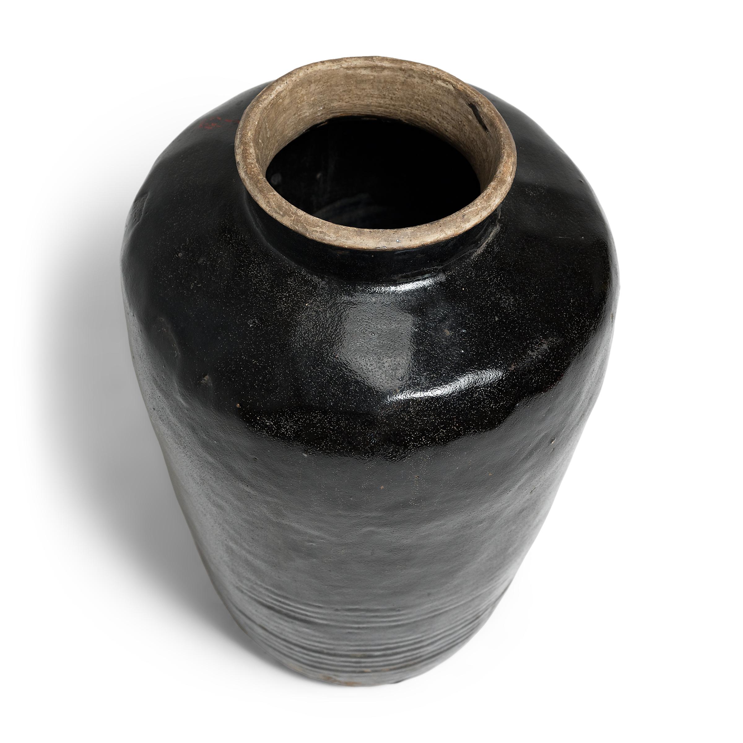 19th Century Dark Glazed Pickling Jar, c. 1850