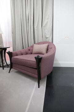 Dark Gloss Finishing Large Modern Armchair, Upholstery Fabric