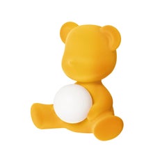 Dark Gold Velvet Teddy Bear Lamp Led Stefano Giovannoni, Made in Italy