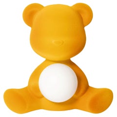 Dark Gold Velvet Teddy Bear Lamp Led Stefano Giovannoni, Made in Italy